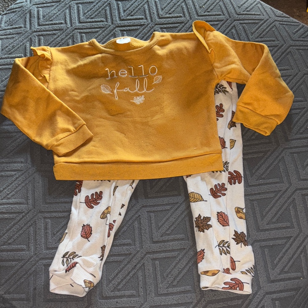 Hello Fall Sweatshirt and Leaf Print Leggings Set